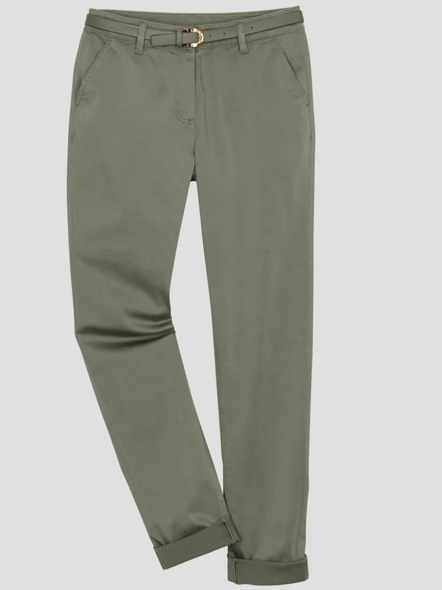 Pantalons chinos extensibles avec ceinture et poches pratiques