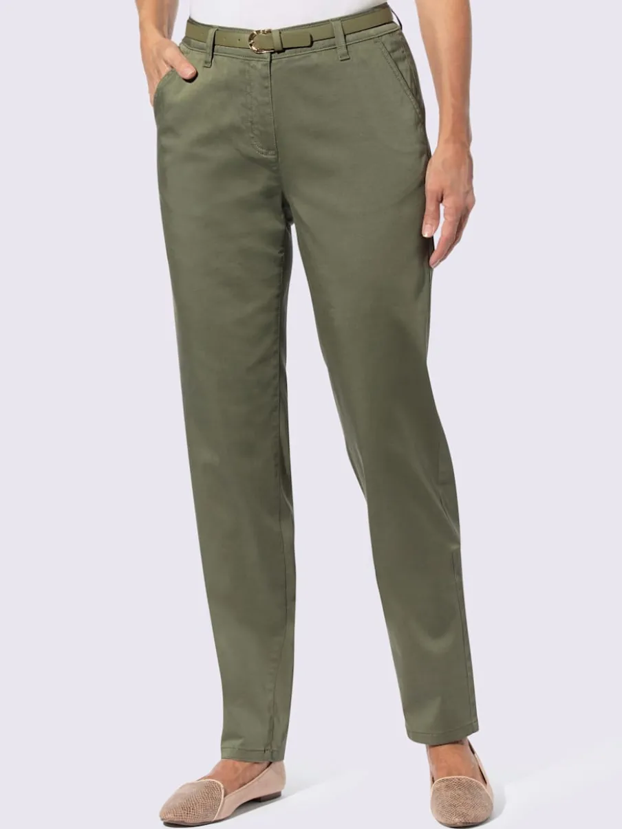 Pantalons chinos extensibles avec ceinture et poches pratiques