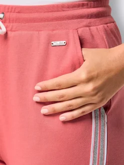 Pantalons confortables en matière sweat avec rayures brillantes