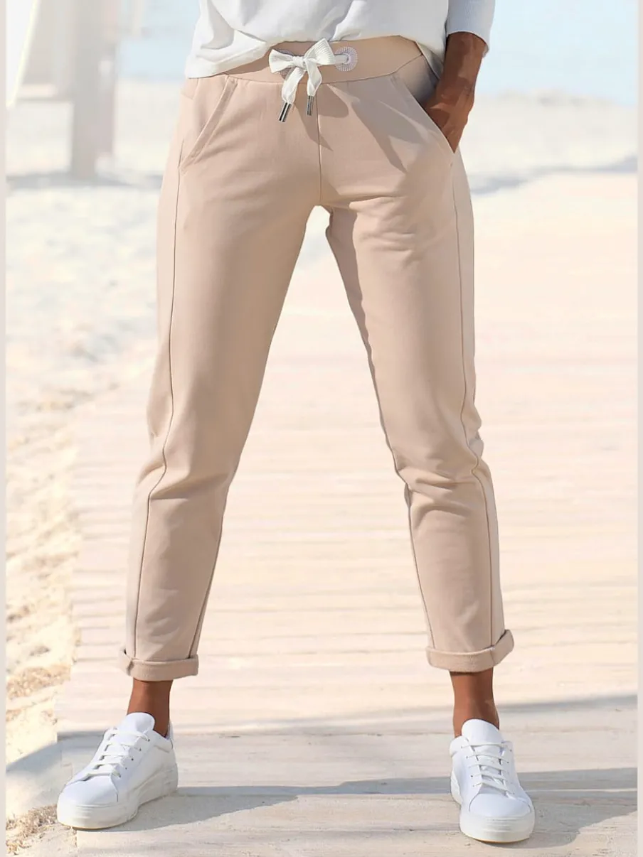 Pantalons décontractés avec ceinture élastique et poches latérales