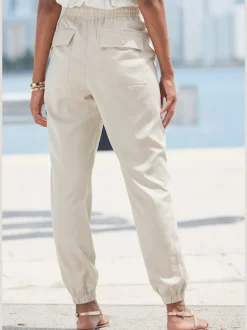 Pantalons décontractés avec ceinture élastique et poches arrière