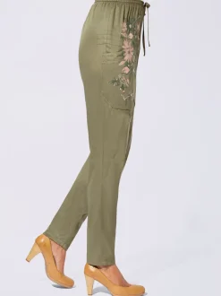 Pantalons décontractés avec fleurs et papillons surpoches