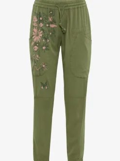 Pantalons décontractés avec fleurs et papillons surpoches