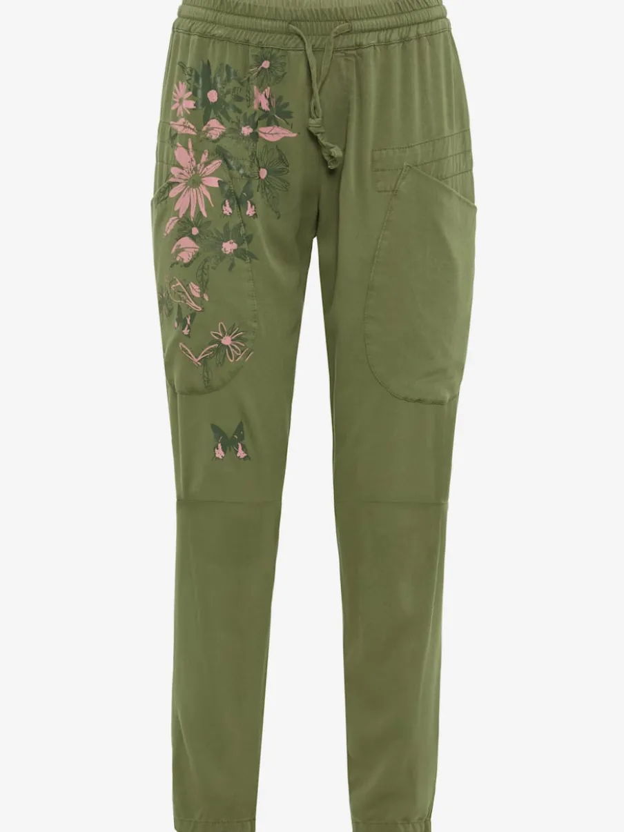 Pantalons décontractés avec fleurs et papillons surpoches