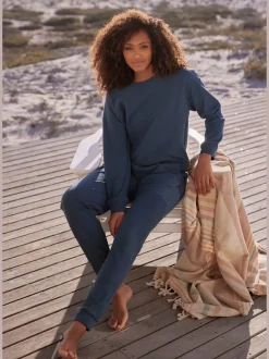 Pantalons détente en coton doux avec ceinture élastique