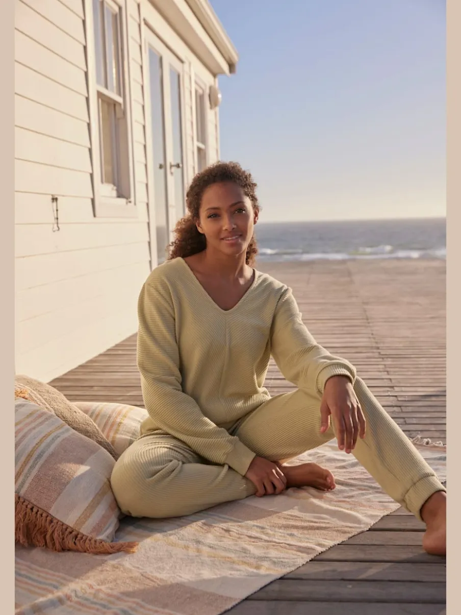 Pantalons détente en coton doux avec ceinture élastique
