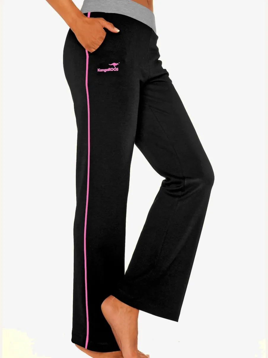 Pantalons détente larges avec bords-côtes en coton