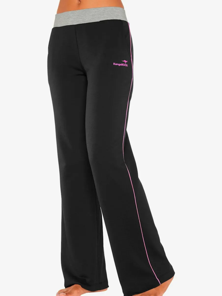 Pantalons détente larges avec bords-côtes en coton