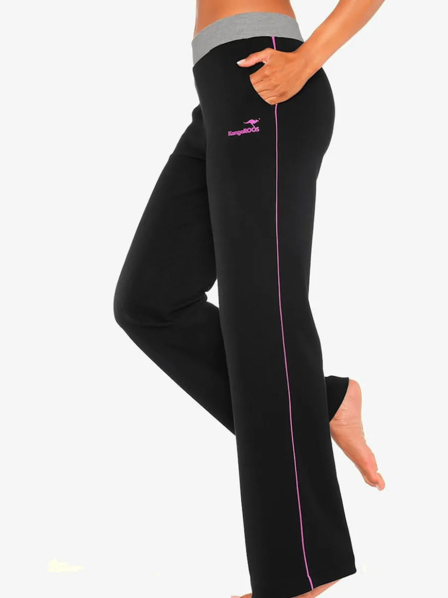 Pantalons détente larges avec bords-côtes en coton