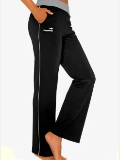 Pantalons détente larges avec bords-côtes en coton