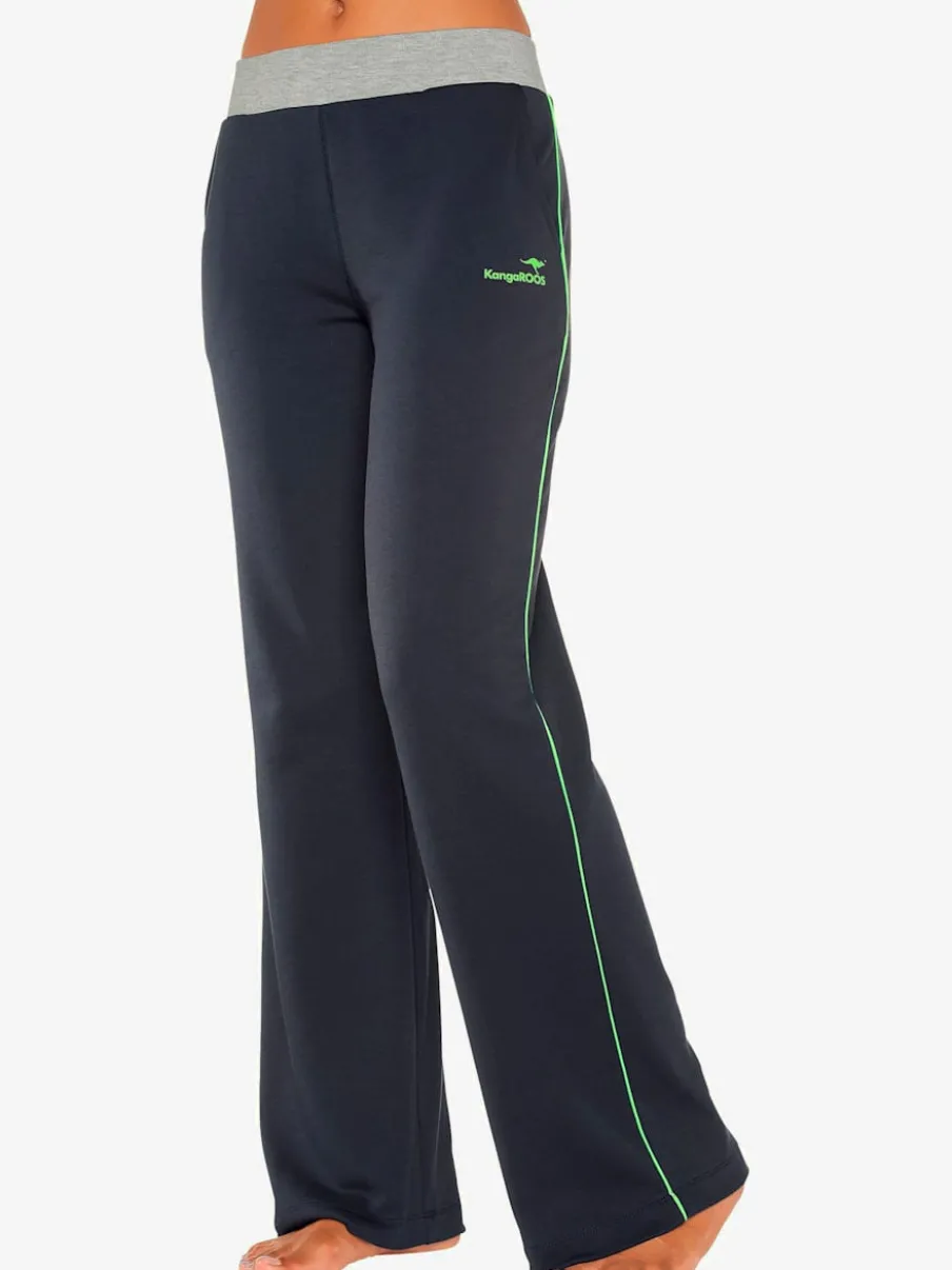Pantalons détente larges avec bords-côtes en coton