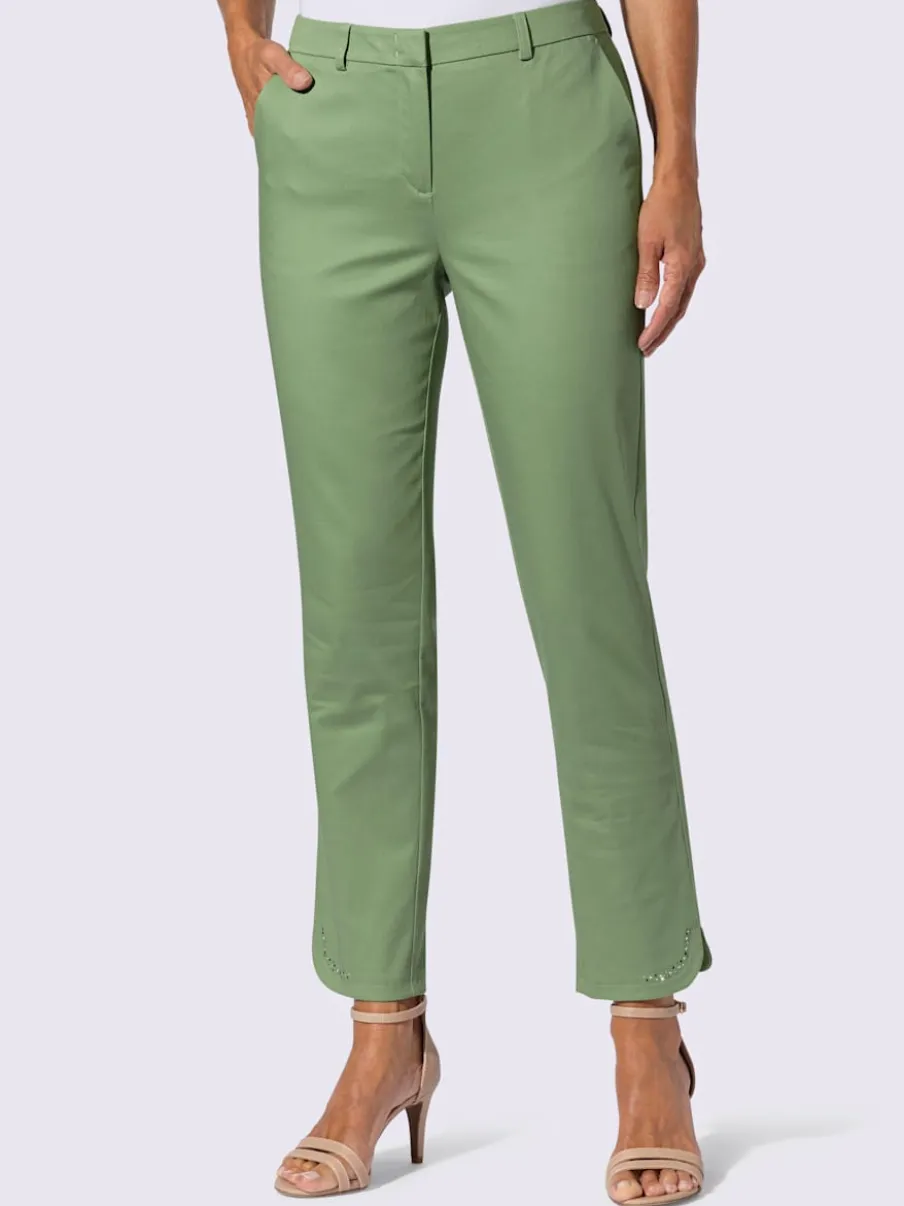 Pantalons en coton avec détails brillants et poches raffinées