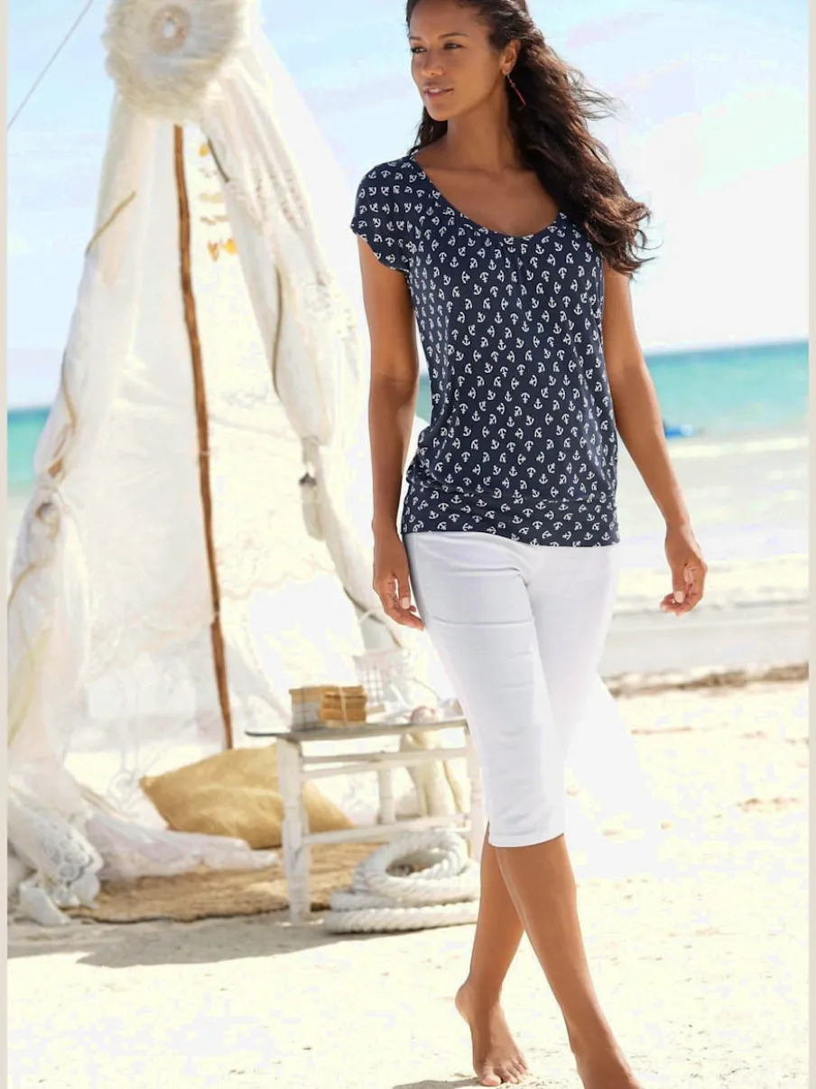Pantalons 3/4 en coton avec fentes et poches