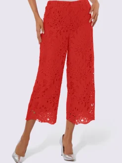 Pantalons en dentelle avec ceinture élastique et larges jambes