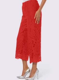 Pantalons en dentelle avec ceinture élastique et larges jambes
