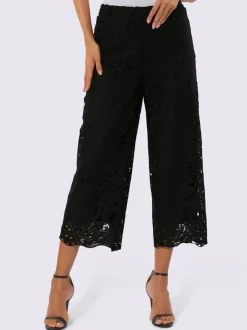 Pantalons en dentelle avec ceinture élastique et larges jambes