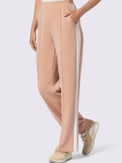 Pantalons en jersey confortables avec rayures et pierres brillantes