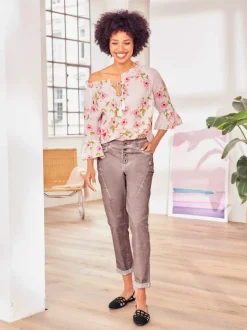 Pantalons en jersey coupe carotte avec poches fendues