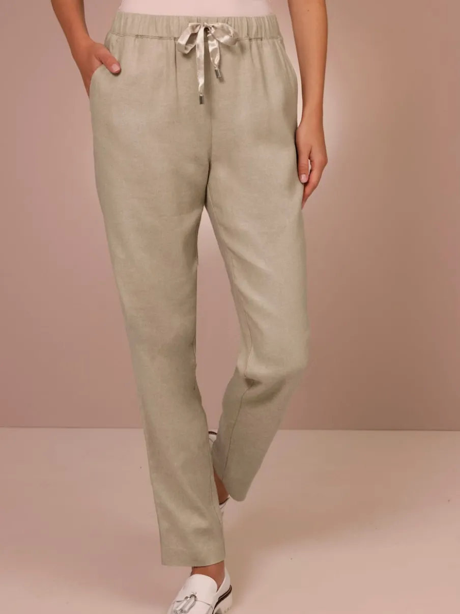 Pantalons en lin avec ceinture élastique et poches latérales