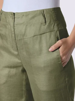 Pantalons en lin confortables avec poches fendues raffinées