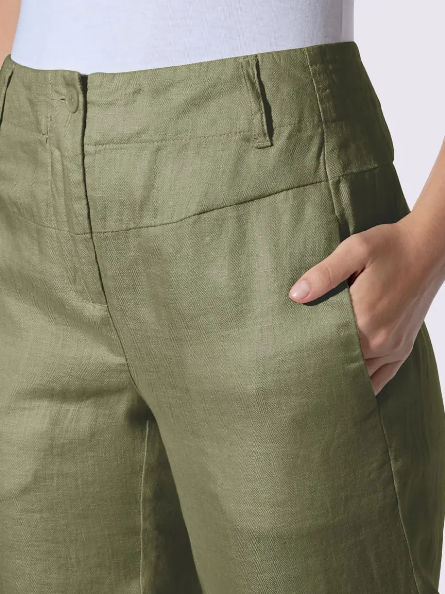 Pantalons en lin confortables avec poches fendues raffinées