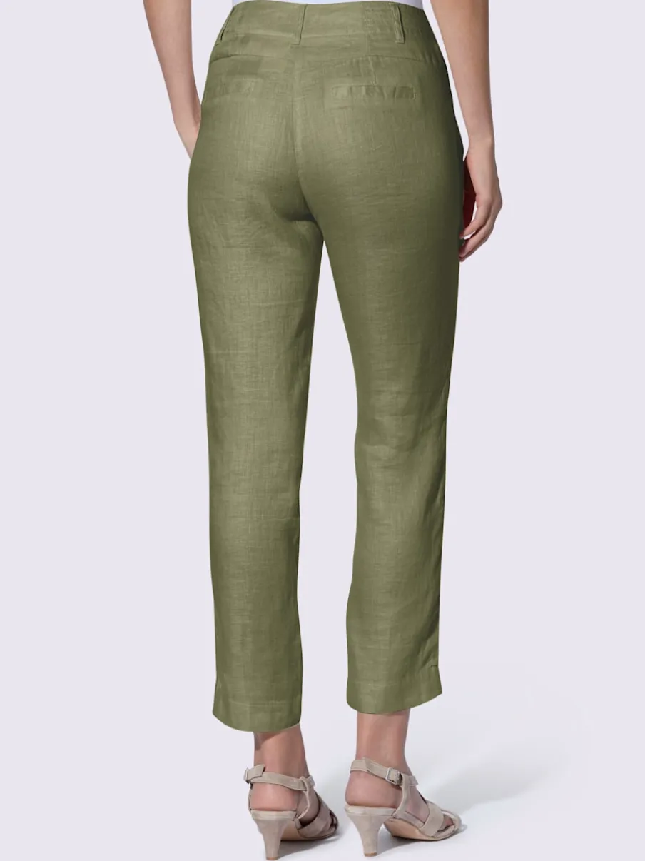 Pantalons en lin confortables avec poches fendues raffinées