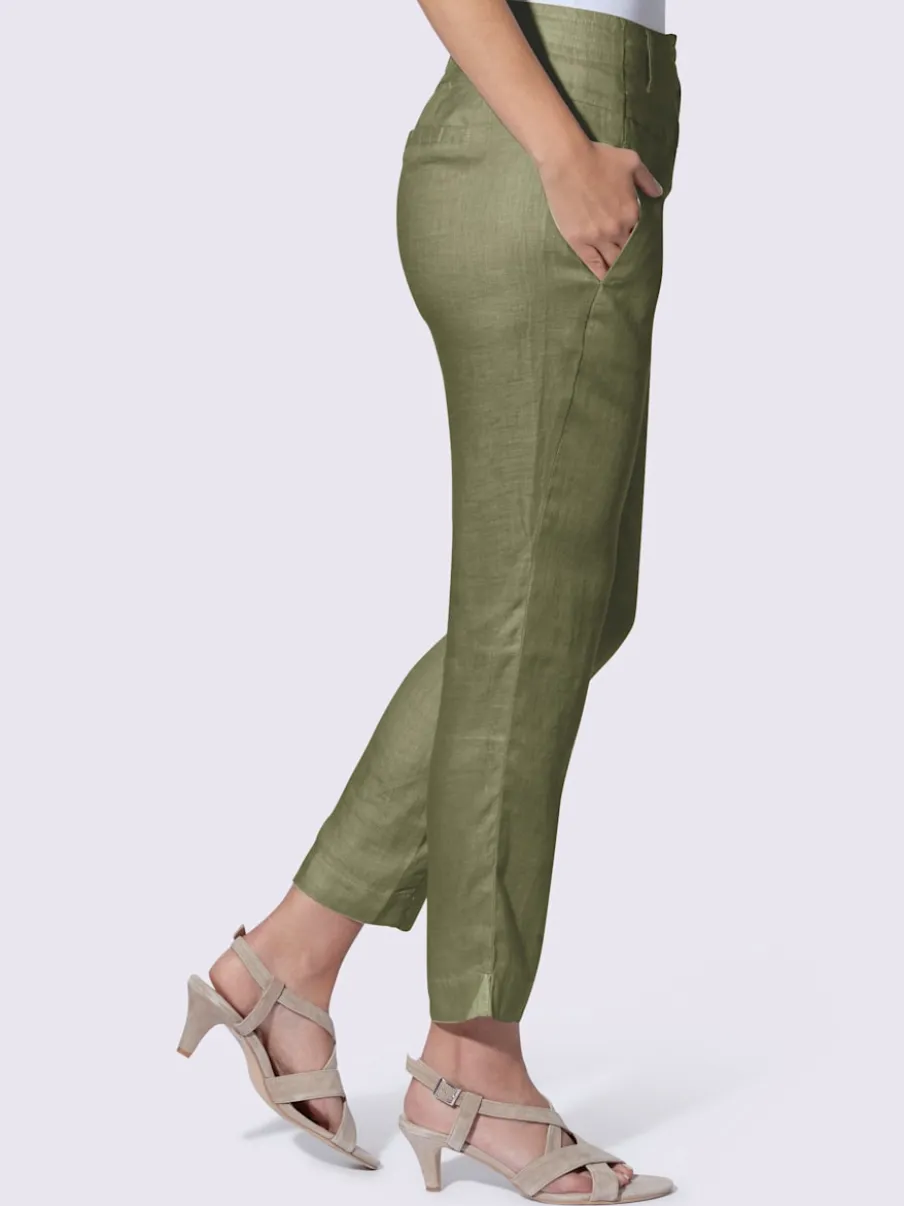 Pantalons en lin confortables avec poches fendues raffinées