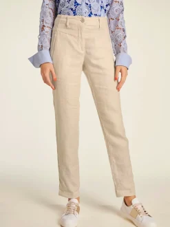Pantalons en lin confortables avec poches fendues raffinées