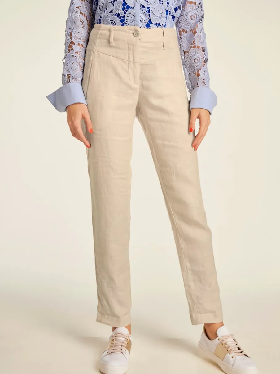 Pantalons en lin confortables avec poches fendues raffinées
