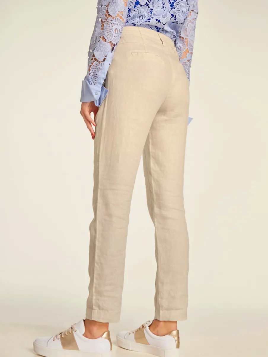 Pantalons en lin confortables avec poches fendues raffinées