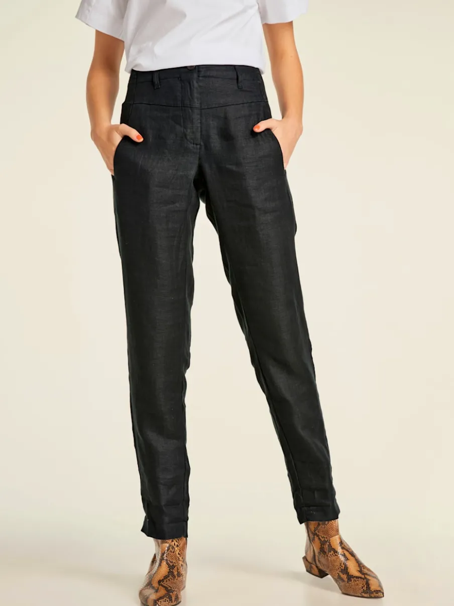 Pantalons en lin confortables avec poches fendues raffinées