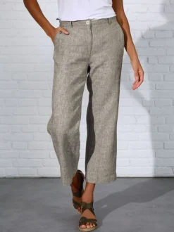 Pantalons en lin à coupe jupe-culotte avec poches