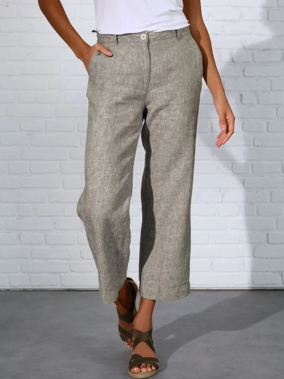 Pantalons en lin à coupe jupe-culotte avec poches