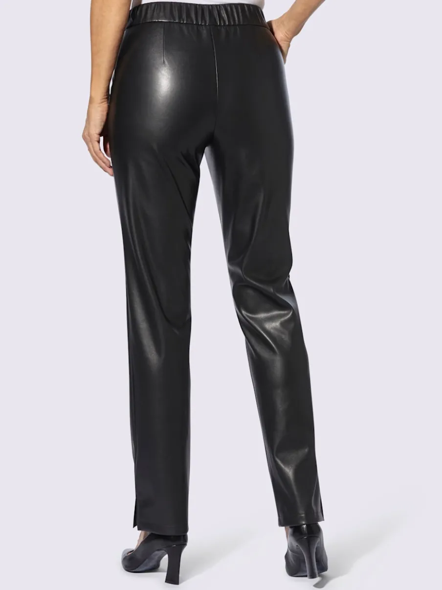 Pantalons en synthétique avec ceinture décorative et poches