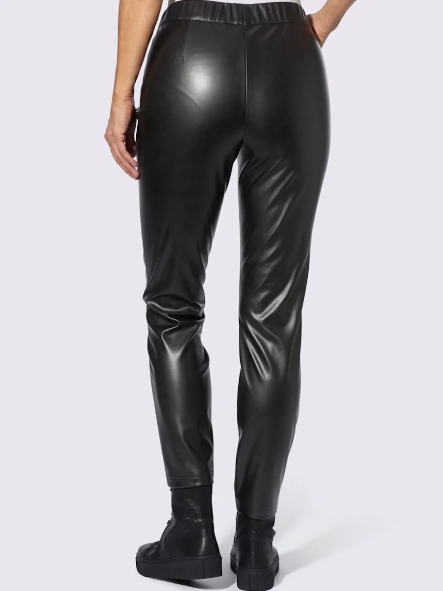 Pantalons en synthétique avec ceinture élastique ajustée