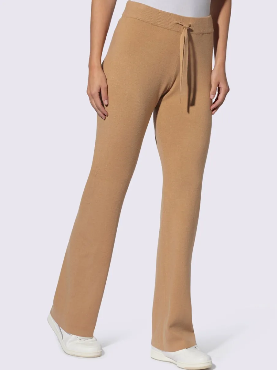 Pantalons en tricot doux avec ceinture élastique côtelée