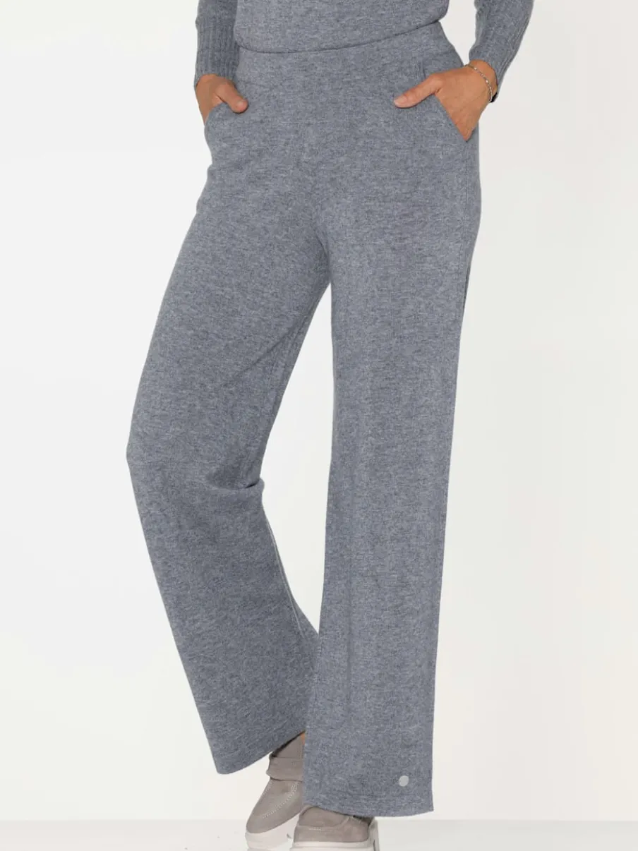 Pantalons en tricot doux coupe large et ceinture élastique