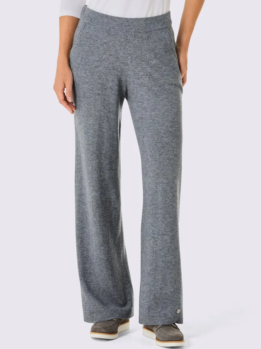 Pantalons en tricot doux coupe large et ceinture élastique