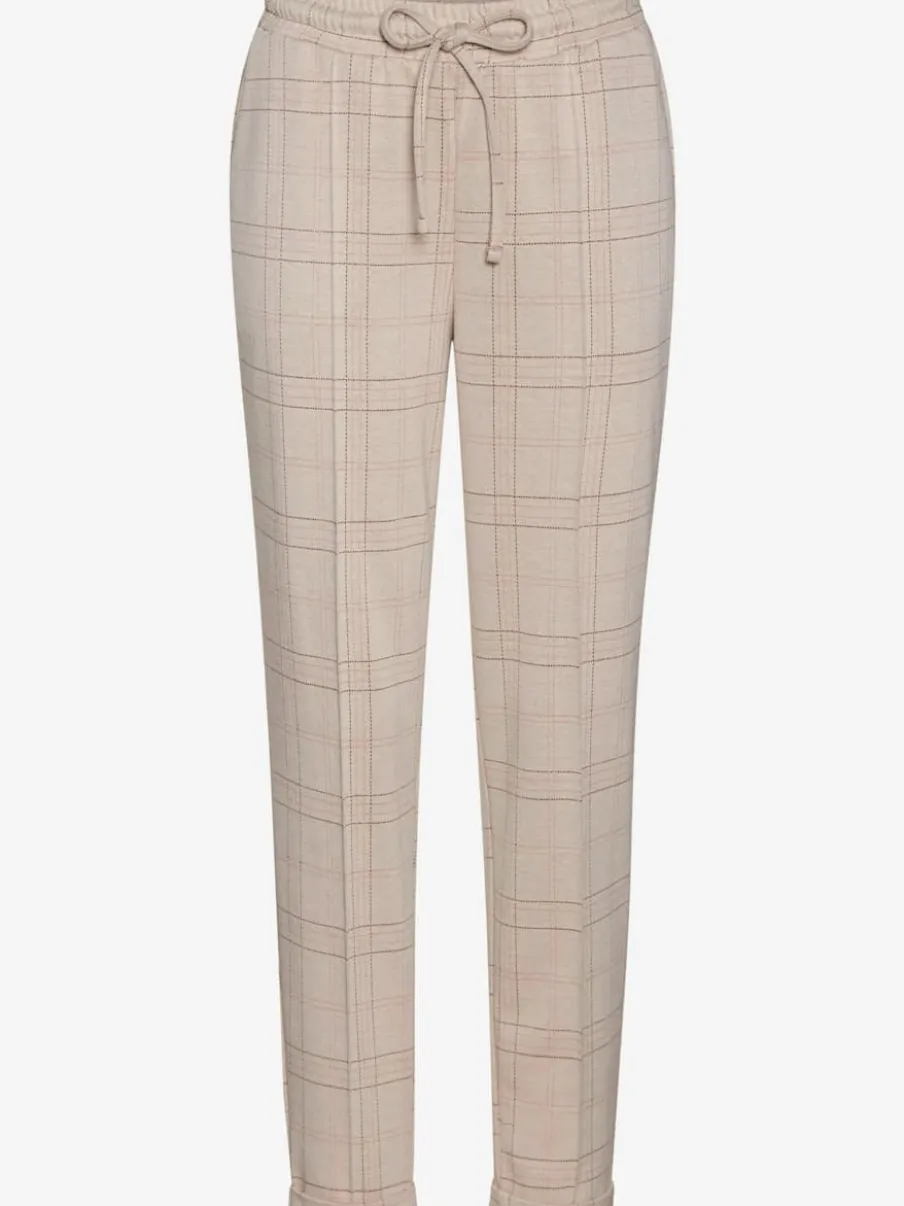 Pantalons extensibles avec ceinture coulissée et motifs à carreaux