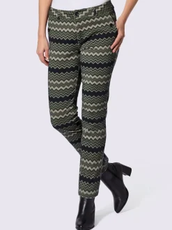 Pantalons extensibles motif zigzag avec poches latérales