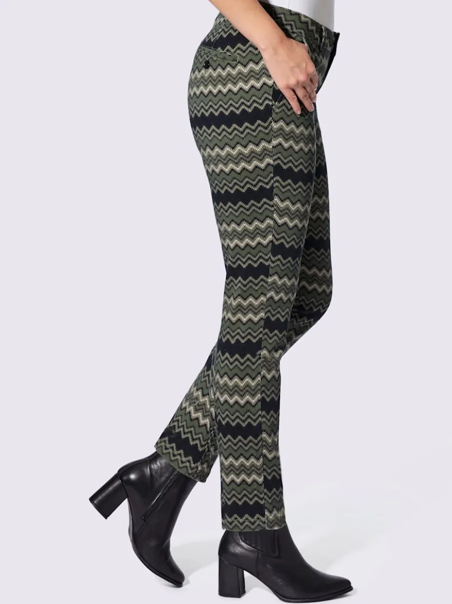 Pantalons extensibles motif zigzag avec poches latérales