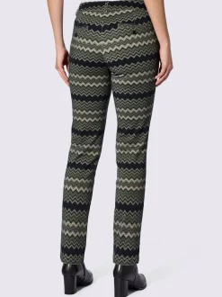 Pantalons extensibles motif zigzag avec poches latérales