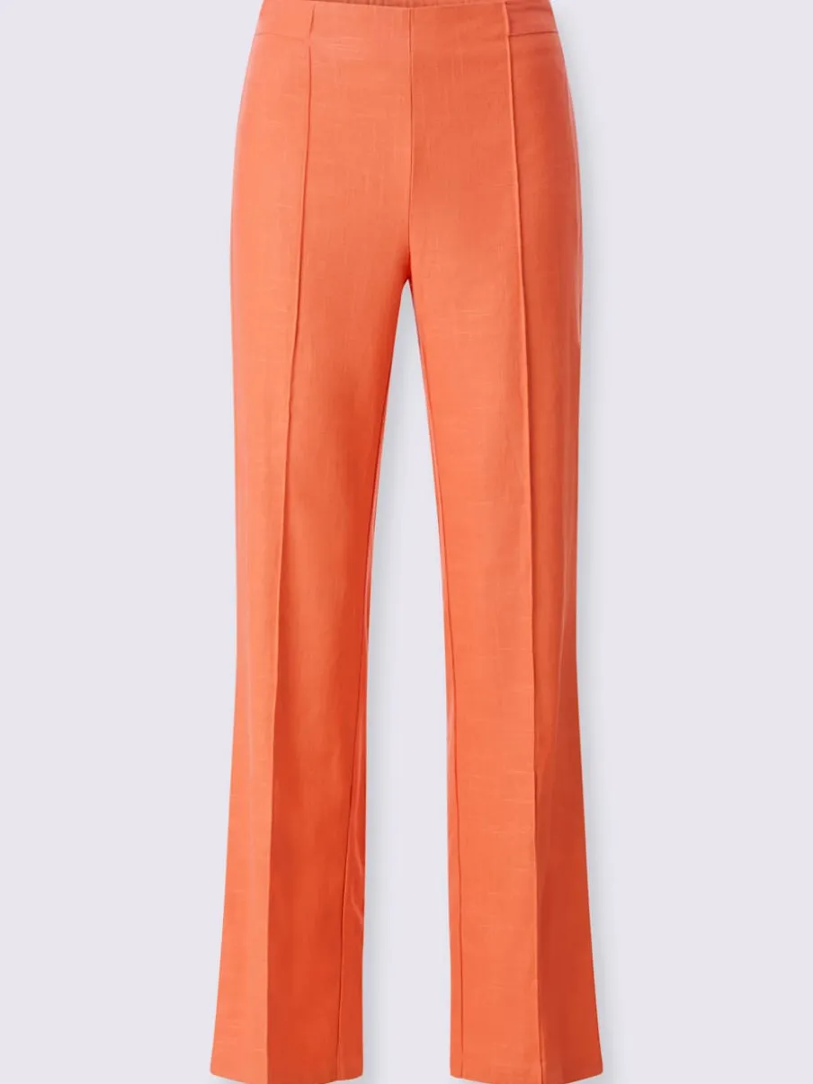 Pantalons fluides à jambes larges en mélange de lin