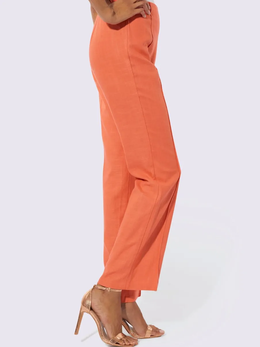 Pantalons fluides à jambes larges en mélange de lin