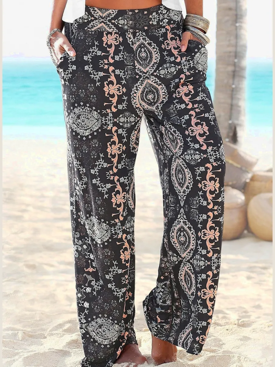 Pantalons imprimés larges avec poches latérales confortables