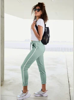 Pantalons jogpants doux à rayures et bords-côtes