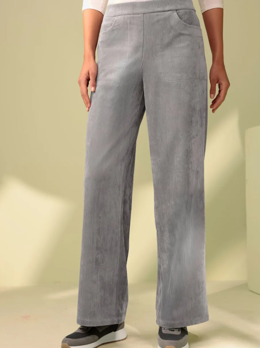 Pantalons large en velours avec ceinture élastique confortable