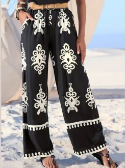 Pantalons larges avec poches imprimé viscose douce