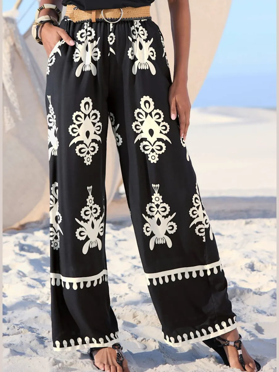Pantalons larges avec poches imprimé viscose douce