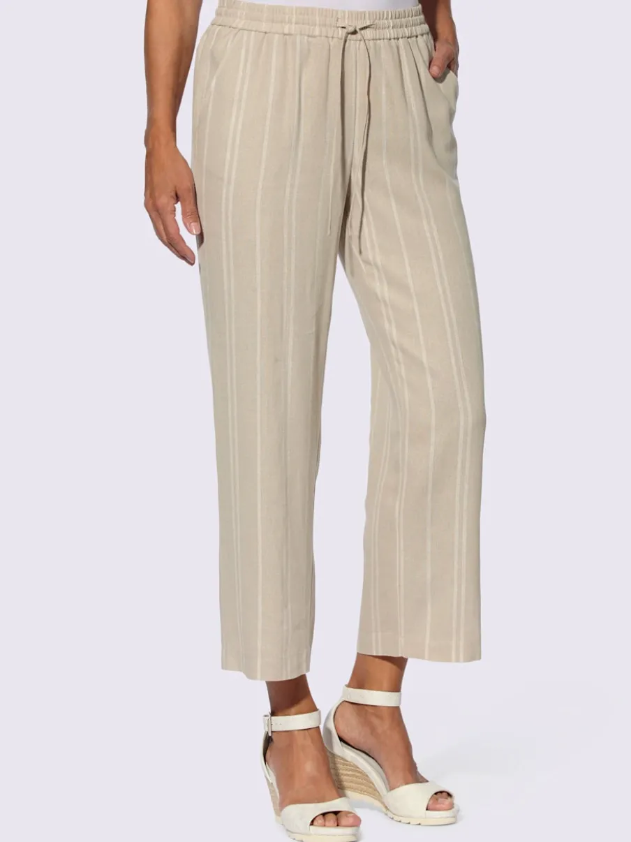Pantalons larges avec rayures jacquard en lin léger